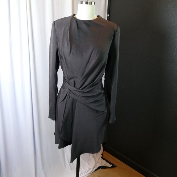A.L.C. Dresses & Skirts - NWT A.L.C. Kay Asymmetric Front-Twist Satin Cocktail Mini Dress Black Size 2